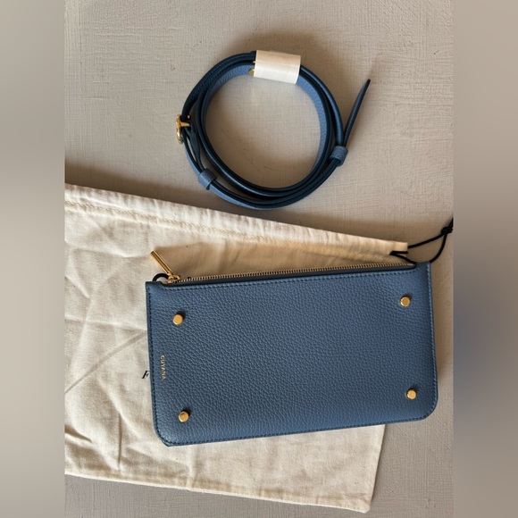 Like NEW Cuyana System Phone Wallet + Strap in Sky Blue Pebbled Leather - Picture 5 of 11